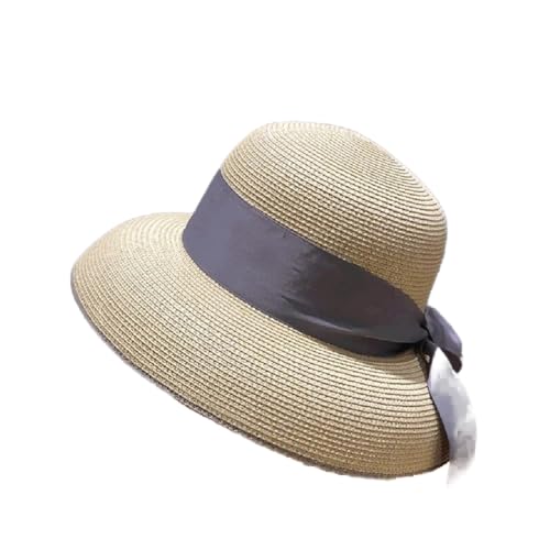 Chapeau de paille pour femme à large bord canotier été avec ruban élégant