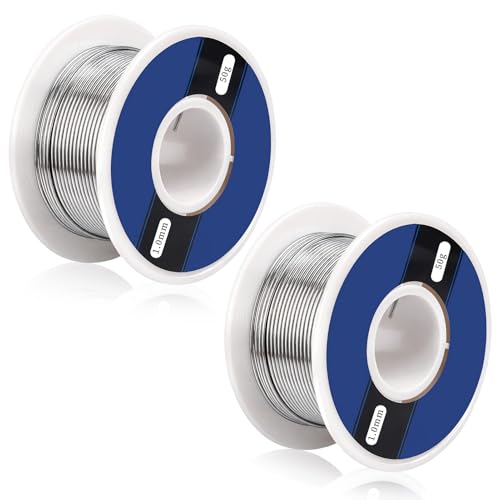 Alambre de Soldadura, 1mm 50g Hilo Estaño para Soldar, Plata Estaño para Soldar Electronica, Hilo Soldadura con Núcleo de Colofonia para Eléctrica Componentes Electrónica Reparación(2 Piezas)