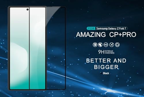 Image of Nillkin Tempered Glass for Samsung Galaxy Z Fold 8 Ultra /Z Fold 7 (8.0 inch Inch) CP+ Pro 0.3mm Thin Glass Edge Shaterproof Full Screen Coverage Explosion Proof Screen protect Black Color