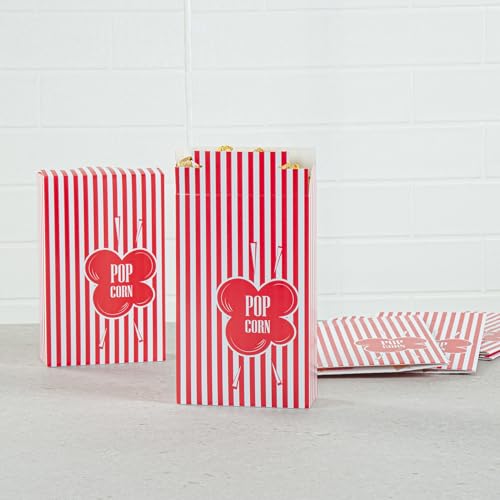 Image of Restaurantware Popcorn Container 400 Count 11.25 Oz Paper Popcorn Holder Carnival Box, Red and White Striped Disposable Vintage Style Movie Theater Box