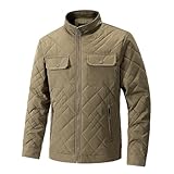 Modeewel Chaqueta acolchada para hombre de invierno, cálida chaqueta de plumón, chaqueta de invierno, chaqueta amortiguadora, cuello alto, chaqueta de hombre, chaqueta de un solo color, chaqueta de