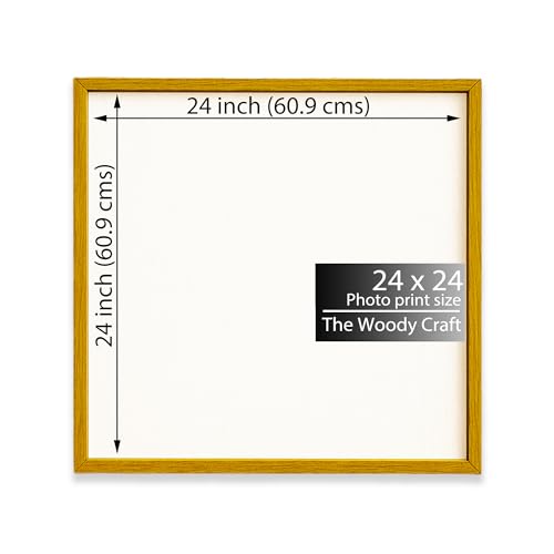 Image of Square Frame 24x24 Inch | Yellow Photo Frame For Wall | Modern Wall Frame | Wooden Photo Frame For Living Room | Stylish Big Photo Frames For Wall | Ideal Empty Frames For Wall Decor