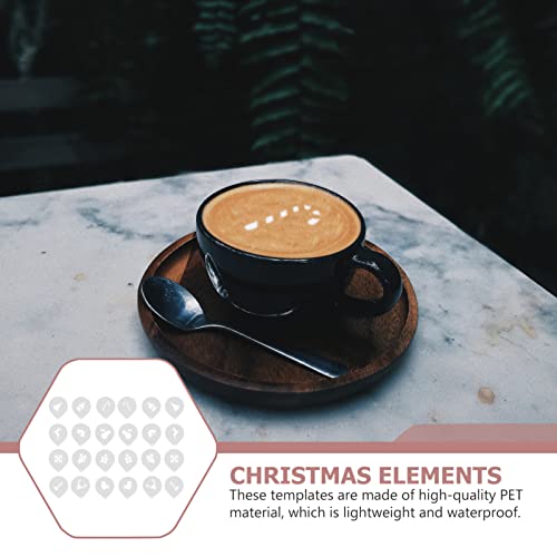 HEMOTON 24Pcs Plantillas de Café de Navidad DIY Coffee Cookie Postre Templeadas Cappuccino Latte Impresión Modelos… - Imagen 5