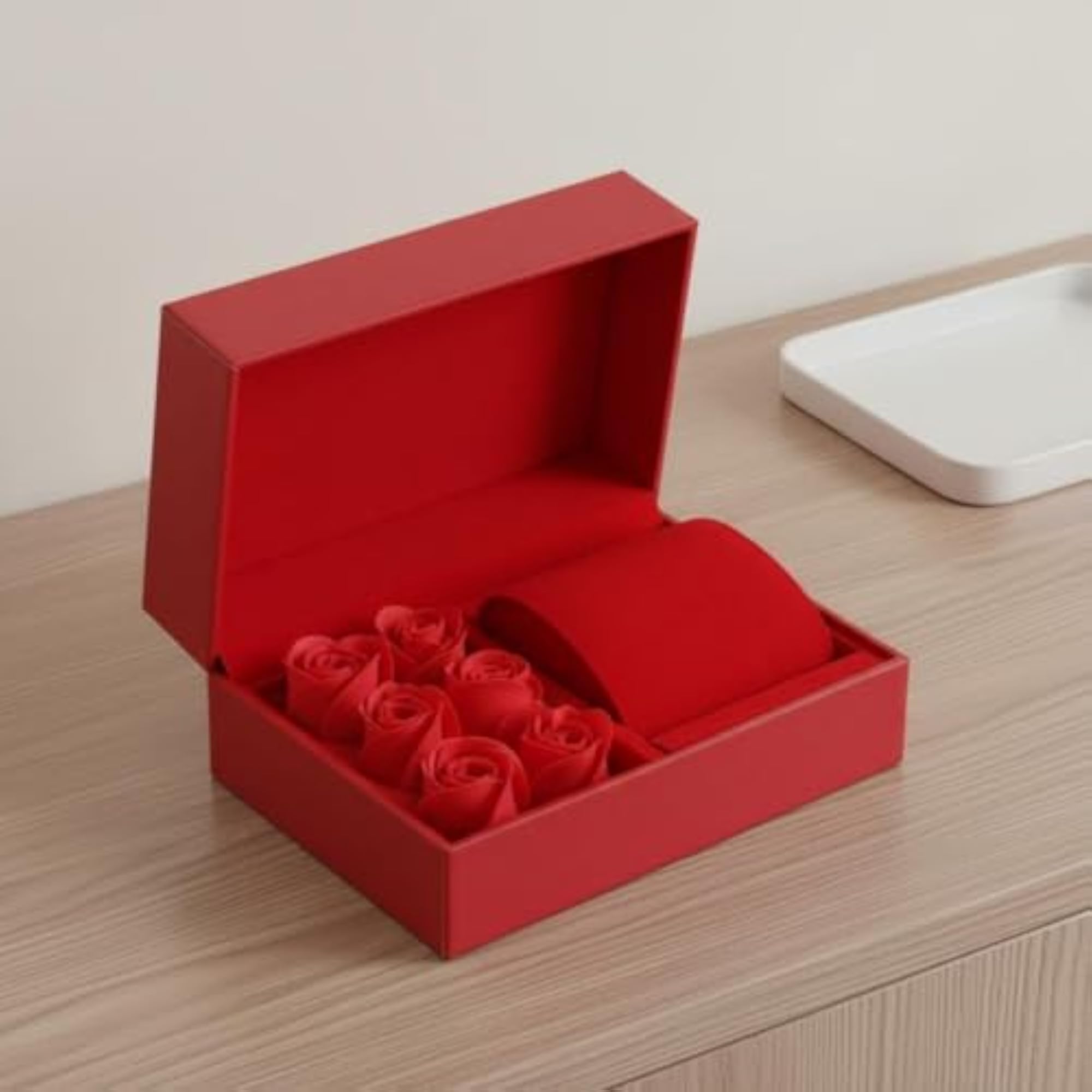 Hinged Lid Watch Box Custom Logo Printing Floral Gift Box