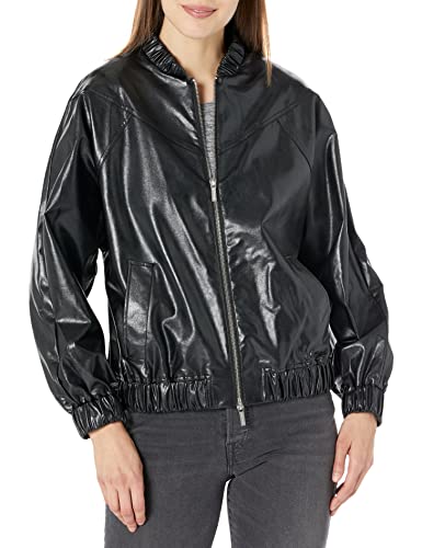 Armani Exchange Shiny, Back Metal Plate Jacket för kvinnor, Svart, XS