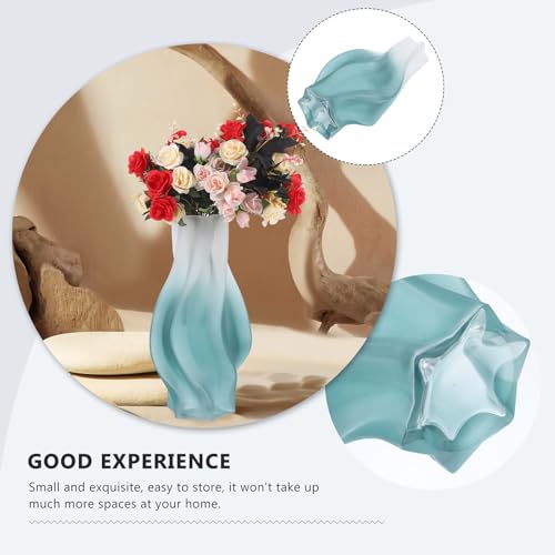 Vase en verre dépoli vert pour plantes et fleurs, déco de chambre chic