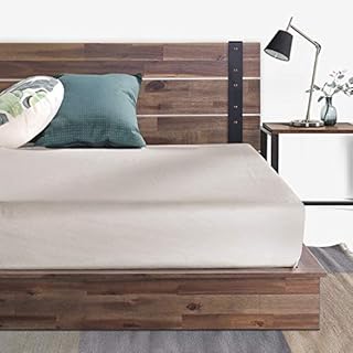 ZINUS Brock Metal and Wood Platform Bed Frame / Solid Acacia Wood Mattress Foundation / No Box Spring Needed / Easy Assembly, Queen (B085693J9L)
