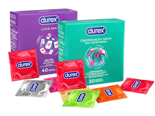 Durex Kondom-Großpackung – Verhütungsmittel in verschiedenen Sorten – Mixpack – Probierpaket – 70 Kondome (2er Mixpack)