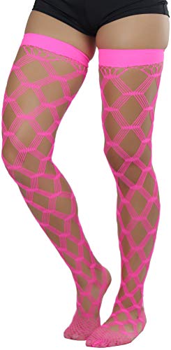 ToBeInStyle Women’s Multi-Strand Large Diamond Fence Net Thigh High Stockings 7