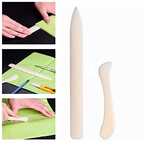 Image of EVALUEMART Paper Creaser 2 Piece Set Bone Folder Crease Marker Tool for Card Making Scrapbooking Box Folding Origami Craft Smooth Edge Durable Lightweight Kit Cream