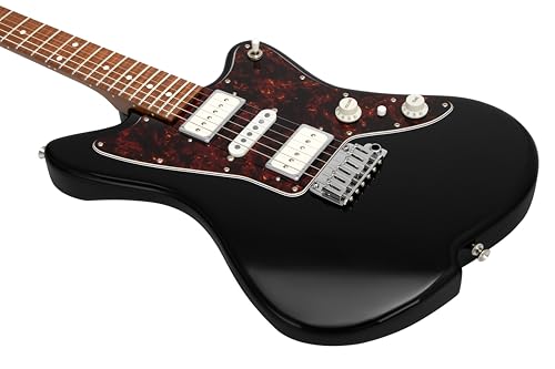 Image of Electric Guitar JZ FRO Black Gloss Handmade in Japan MIJ Roasted Flame maple Neck Stainless Steel Frets Gotoh Bridge Gotoh Locking Tuner 6 Strings Modern C Neck For All Levels