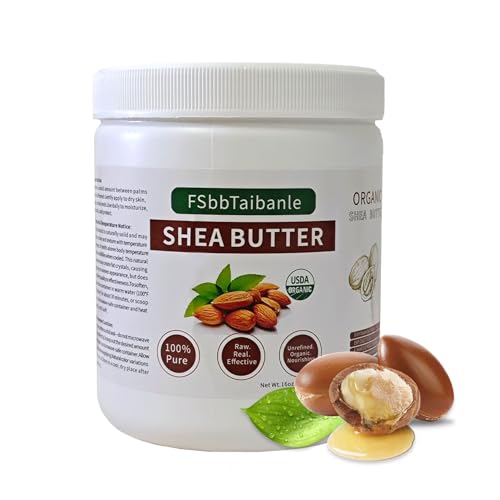 FSbbTaibanle Raw Shea Butter 16 oz – Pure & Organic Moisturizer for Skin, Hair & DIY – Raw, Unrefined, Non-GMO, Ivory Color, Grade A Quality