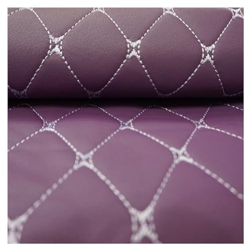 Tissu simili cuir matelassé PU violet 1,4x4m pour couture cuir et artisanat d'art