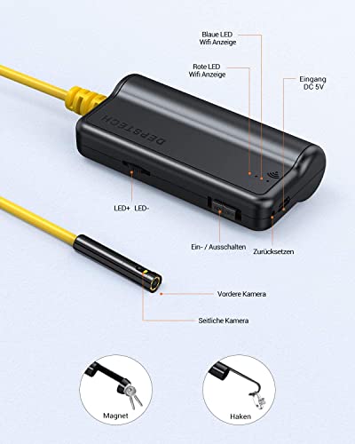 DEPSTECH endoscoopcamera, wifi-endoscoop, upgrade 5.0 megapixel, 1944P HD inspectiecamera met 2600 mAh batterij… - Image 6