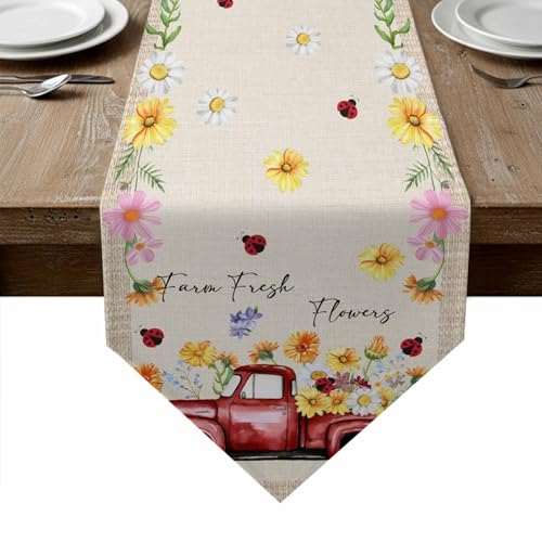 Gluypora Farmhouse Flowers Table Runners 72 Inches Long for Kitchen