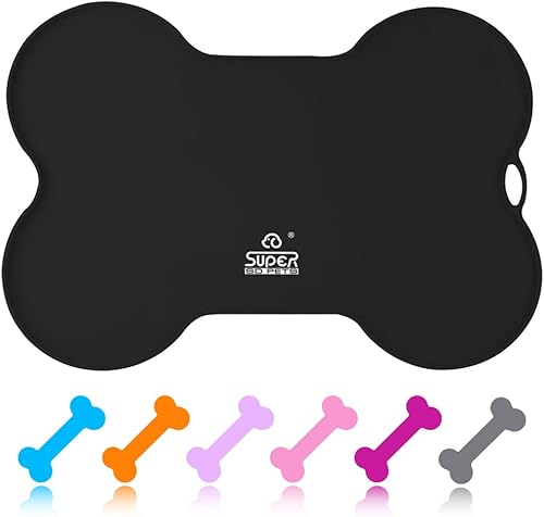 Super Design Dog Food Mat Bowl Mat for Floors Waterproof Silicone Cat Dog Feeding Mat for Food and Water Pet Placemat Non Spill Puppy Dish Tray Non