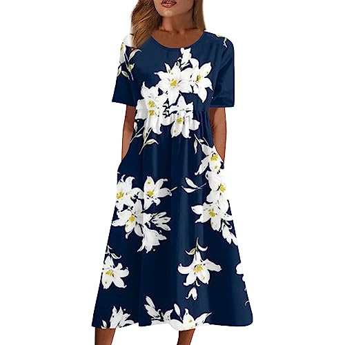 LSAltd Strandkleid Damen Ab 50 Jahren Boho Kleidung Festliche Kleider Sommerkleid Elegant Weißes Abendkleid（6-White,3XL）