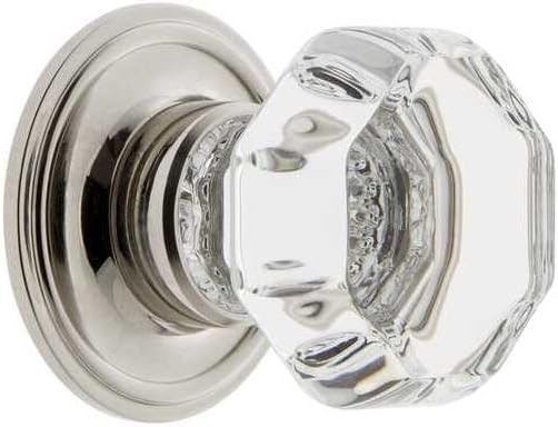Grandeur Chambord Crystal 1-3/8" Cabinet Knob with Georgetown Rosette in Polished Nickel