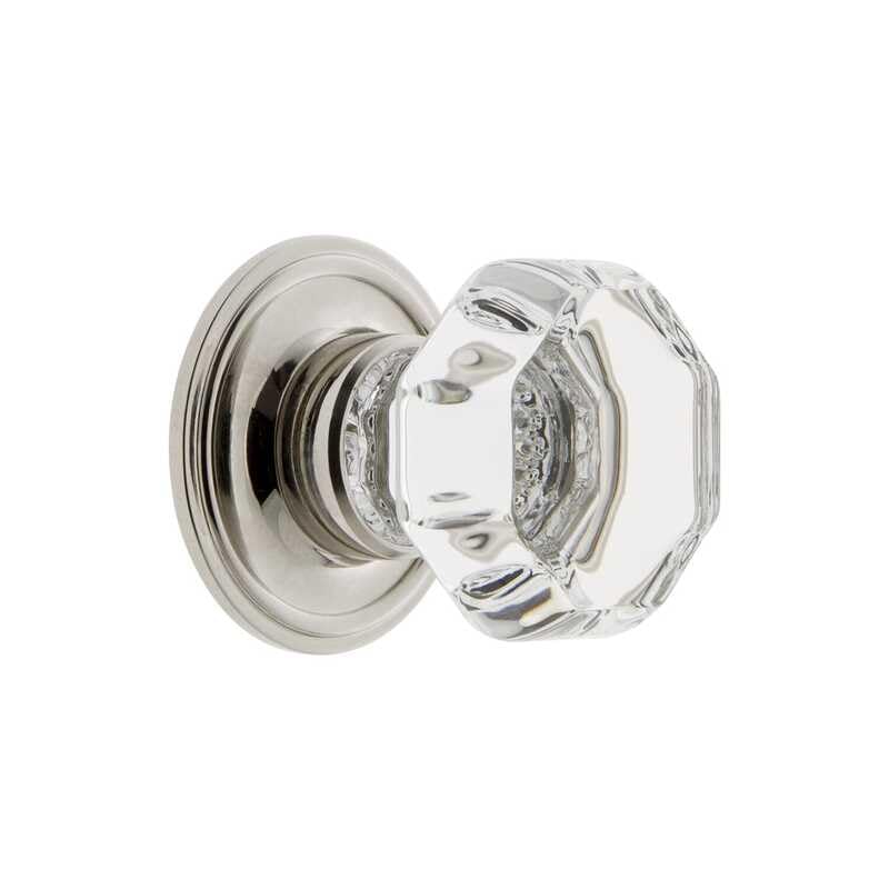 Grandeur Chambord Crystal 1-3/8" Cabinet Knob with Georgetown Rosette in Polished Nickel