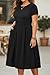 Pinup Fashion Womens Plus Size Midi Dresses with Pockets Black Work Casual Summer Short Sleeve Graduation Cocktail Swing A Line Dress