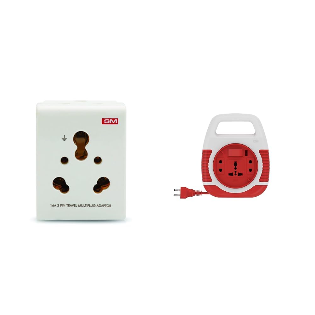 GM 3050 16 AMP 3 Pin Multi Plug Travel Adaptor Suitable for Class I and II Electrical Appliances - W-image-42