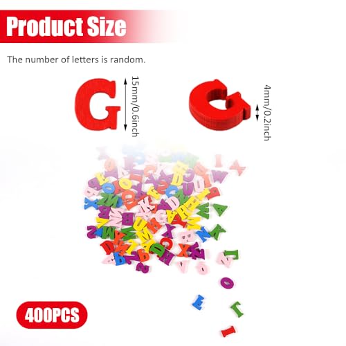 400 Stück Bunte Holzbuchstaben Klein (A-Z) 15mm Buchstaben zum Basteln Porenfreies Design Wiederverwendbar für DIY Projekte, Kinderlernen, Scrapbooking, Hochzeitsdeko, Fördert die Kreativität
