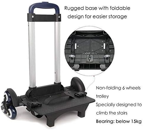 PROTAURI Wheeled Foldable Trolley Aluminium Alloy Hand Cart for School Bags/Luggage/Backpack,6 Wheels Blue