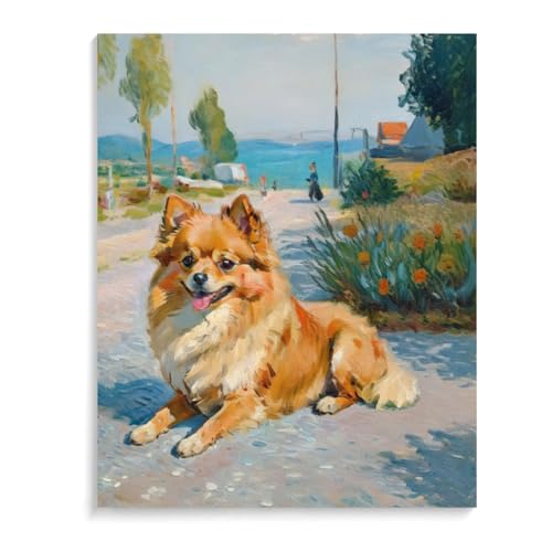 DIY Adult Paint by Number Kits Pomeranian Dog for Adults Beginners,Easy Acrylic Paint by Number,DIY by Numbers Kits on Canvas 16x20inch(40x50cm) Frameless
