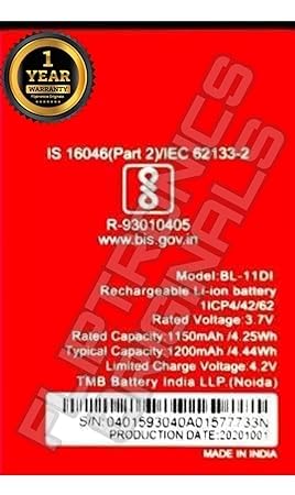 Image of BL-11DI Battery for Itel IT613 IT5026 6120 IT6110 IT6130 Battery with 1 Year Warranty****(P206)
