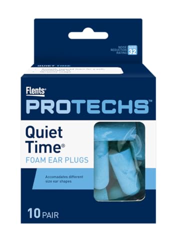 Flents Protechs Foam Ear Plugs for Sleeping Snoring Traveling Concerts Construction & Studying Ultra Soft & Comfortable Blue 10 Pairs NRR 32 Hearing Protection for Loud Noise