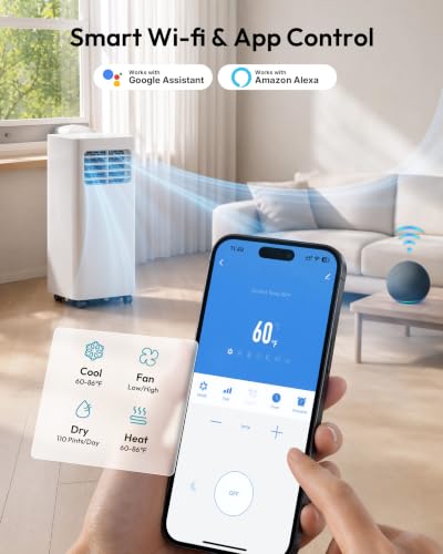 Image of EUHOMY Portable Air Conditioners 12,000 BTU, 5 in 1 Smart AC Unit with Wi-Fi APP Control, Cool, Fan, Dry, Heat, Sleep Mode, Up to 550 Sq.Ft with Remote & 24H Timer, Installation Kits, for Bedroom