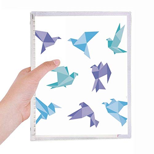 Carnet coloré origami abstrait motif pigeon feuille spirale rechargeable journal intime