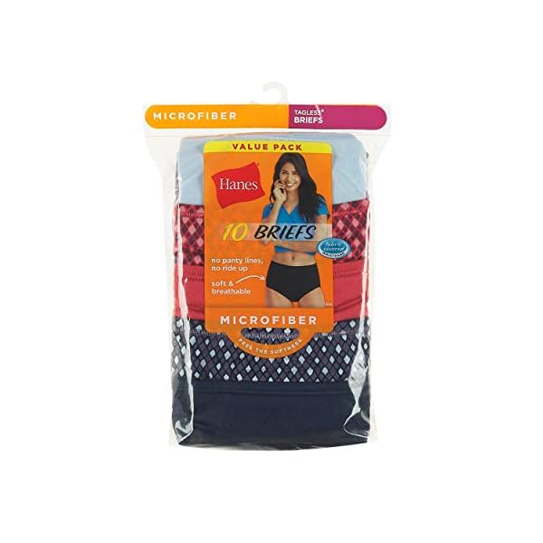 Hanes Womens Cool Comfort Microfiber Brief Underwear, 10-pack (Colors May Vary)
