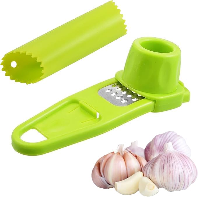 2 Stück Knoblauchschäler und Knoblauchpresse, einfaches Schälen und schonendes Reiben von...