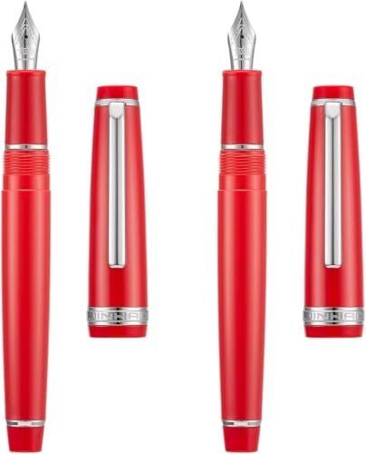 Stylo-plume EF/F/M INFRI stylo d'écriture en résine rouge-argent avec son convertisseur