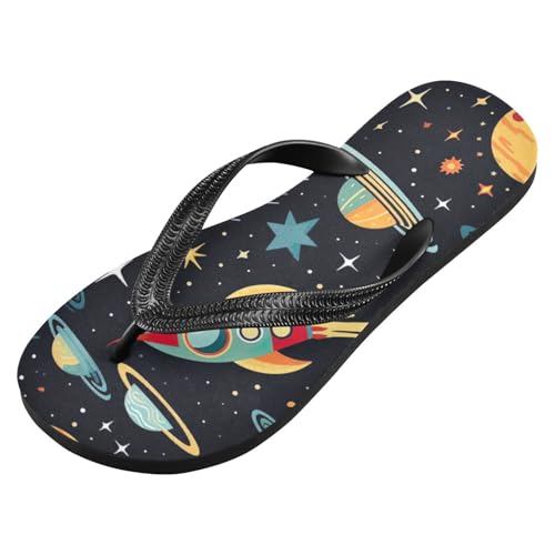 Women Beach Summer Casual Flip Flop Space Planets RocketQuick Dry Sandals Slipper for Men 214B2696