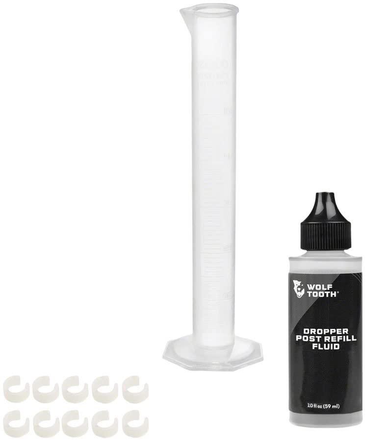 Wolf Tooth Resolve Dropper Post Service Kit - Refill Fluid 2oz, Graduated Cylinder, 10 Travel Adjustment Spacers, No Results