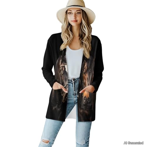 Image of Women's Lightweight Cardigans with Pockets Trendy Long Sleeve Open Front Cardigan Casual Tops Jackets Fall Oufits S-2XL