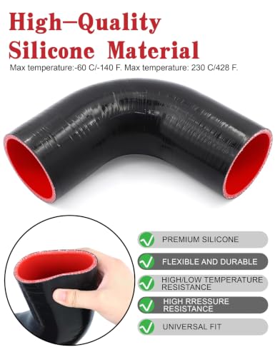 Image of 90 Degree Elbow Coupler ID 3 Inch 5-ply Silicone Hose & Clamp,4 inch Leg Length