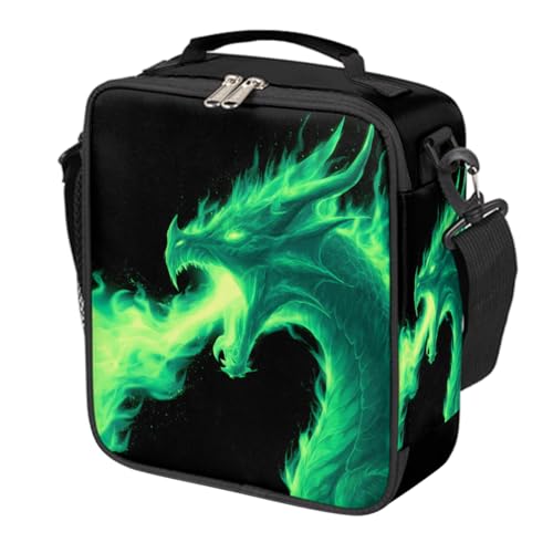 cfpolar Kids Lunch Bag for Boys Girls, Animal Flame Dragon Insulated Lunch Box with Adjustable Shoulder Strap Cooler Tote Bag Thermal Lunchbox Meal Prep Bags for Work School Beach Picnic,A-31