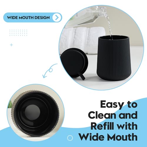 Image of YAUKPH Striped Foaming Hand Soap Dispenser with Leak-Proof Pump for Bathroom and Kitchen Countertop 11oz Black