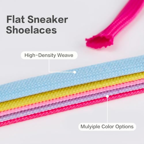 Image of Booyckiy [2 Pairs] 2 /5 inch Flat Shoelaces 16 Colors Shoe Laces in 36 inch-63 inch