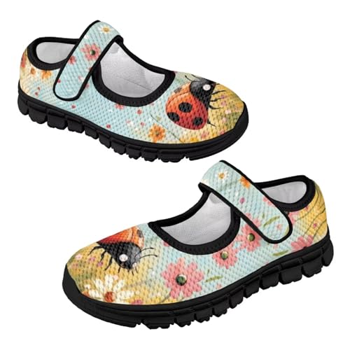 Ladybug Series Girls Mary Jane Shoes Anti-Slip Dress Shoes Kids Soft Sole School Running Shoes for Walking,Traveling,Hiking2