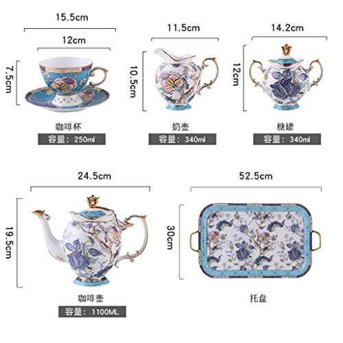 Taza de café Juego de té de té de la tarde británica, taza de café de China de hueso, estilo europeo de café pequeño… - Imagen 8