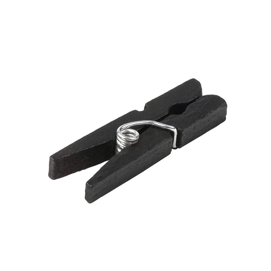 3,1 cm schwarze Wäscheklammern, 500 Mini-Wäscheklammern – Einwegartikel, stabil, schwarze Bambus-Holzklammern, Lebensmittelqualität, für Vorspeisen, Garnieren, Cocktails – Restaurantware