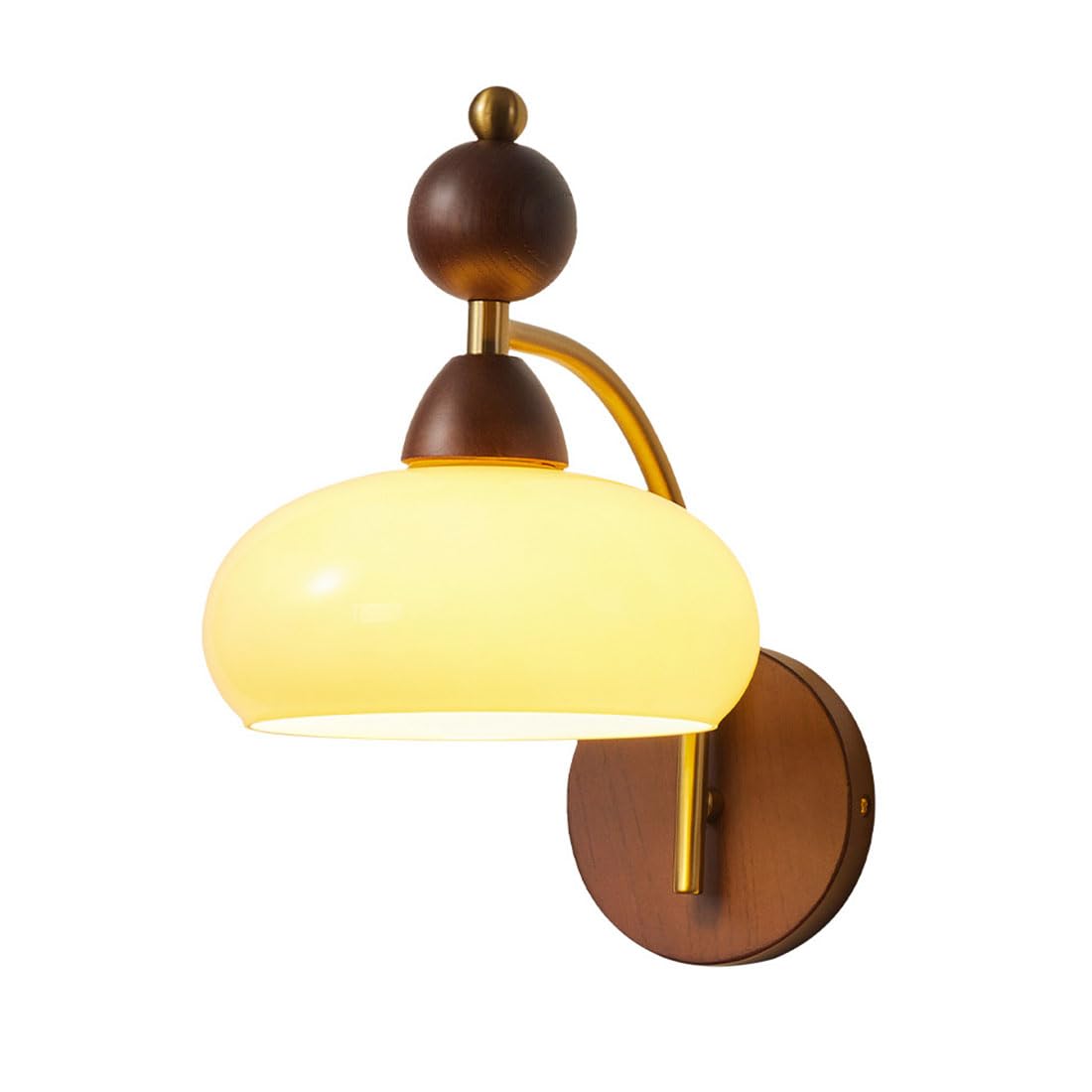 HUAYUSEDF Modern Wall Lights Glass Lamp Shade Rustic Wooden Base Sconces Lighting Gooseneck Nordic Industrial for Living Room Bedside Porch Entrance