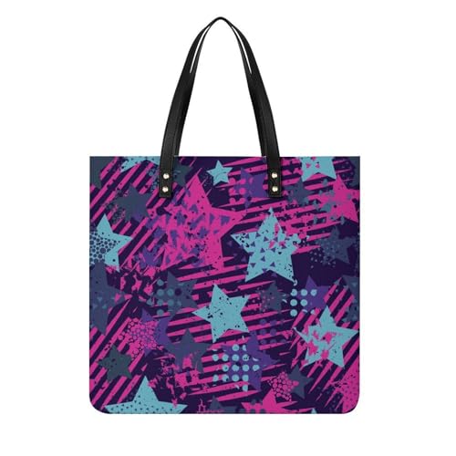 Sac à main étoiles violettes bleues grand tote bag de voyage pour femme
