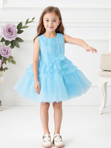 ROYLAMP Girls Princess Dress Kids Summer Ruffle Tulle Dresses Sleeveless Toddler Swiss Dot Sundress3