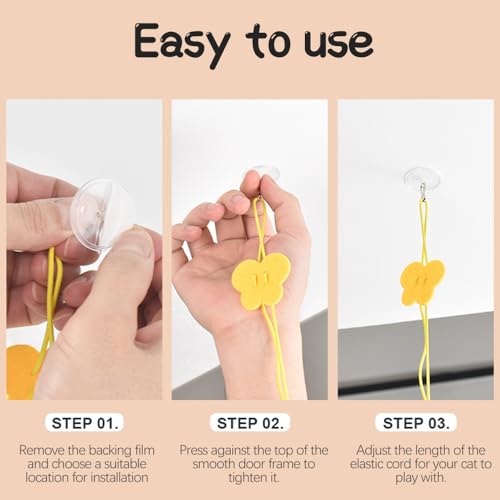 WOLMIK 2 Stück Hängendes Katzenspielzeug, Interaktives Katzen-Spielzeug Selbstbeschäftigung Hängende Türrahmen, Katze Spielzeug mit Glocke und Federn Teaser für Kätzchen Verfolgungsjagd