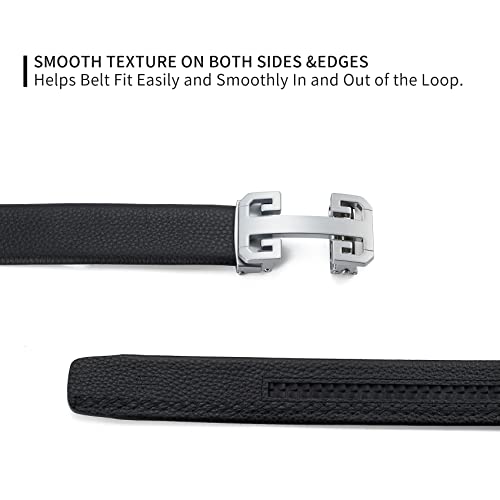 Image of ARIMIA Fashion Mens Real Leather Ratchet Belt Black Adjustable Length Full Grain Soft Genuine Cowhide Strap 1.5 Inch Wide (Silver Black, Adjustable from 26 inch to 44 inch Waist)
